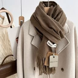 Khăn choàng cổ trơn Different tone màu Neutral chất Cashmere dạ. Khăn choàng tua rua đa năng ấm áp phong cách Hàn Quốc 3