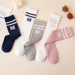 Set 5 Đôi Tất Đùi Cổ Cao Cho Các Bé Họa Tiết Chữ M Phong Cách Korea Siêu Hot 8