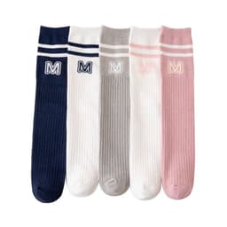Set 5 Đôi Tất Đùi Cổ Cao Cho Các Bé Họa Tiết Chữ M Phong Cách Korea Siêu Hot 9