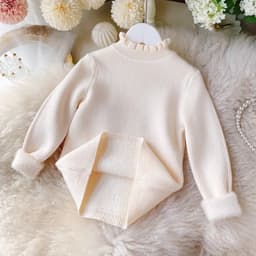 "Sữa Áo Len Cổ Bèo Lót Lông Siêu Ấm Cho Bé Gái, Thời Trang Quảng Châu Chất Lượng" 2