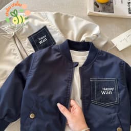 Sữa Áo Khoác Bomber Trẻ Em Túi Jean Phong Cách Hàn Quốc cho Bé Trai & Bé Gái - Thời Trang Quảng Châu Mùa Thu Đông. 1