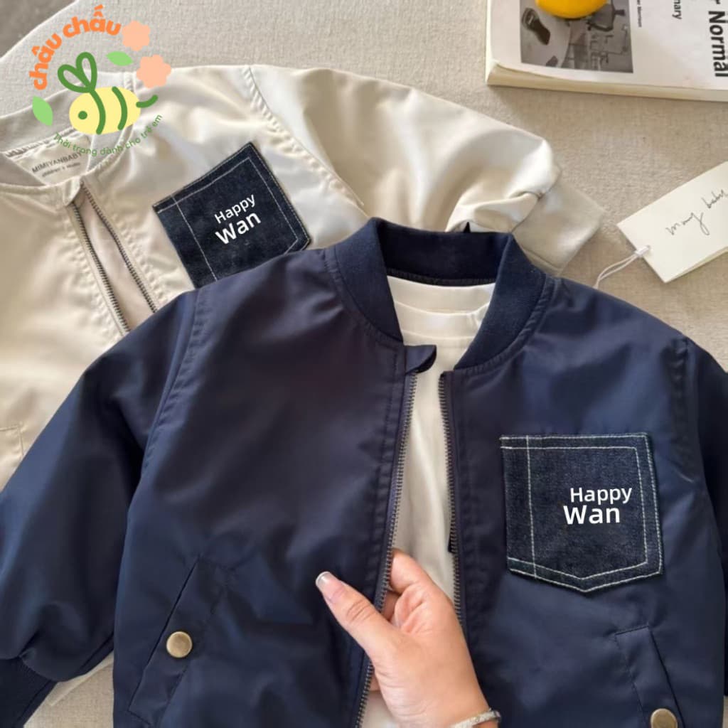 Sữa Áo Khoác Bomber Trẻ Em Túi Jean Phong Cách Hàn Quốc cho Bé Trai & Bé Gái - Thời Trang Quảng Châu Mùa Thu Đông.