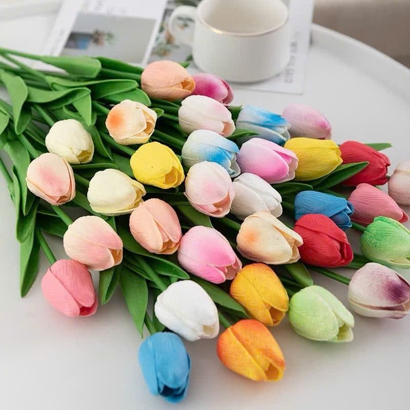 🌷 Combo 10 Bông Hoa Tulip Nhân Tạo Nhiều Màu – Decor Không Gian Sống Sang Trọng 🌷