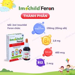 Siro Sắt Hữu Cơ Imochild FERON Vị Chanh Bổ Sung Sắt Amin Vitamin B6 B9 B12 Cho Bé Khỏe Mạnh Lọ 30ml 4