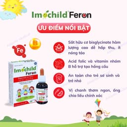 Siro Sắt Hữu Cơ Imochild FERON Vị Chanh Bổ Sung Sắt Amin Vitamin B6 B9 B12 Cho Bé Khỏe Mạnh Lọ 30ml 3