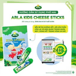 [DATE 7/2027] Thùng 18 hộp Phô mai que Arla Kids Sticks Cho Bé giàu Canxi cho bé >1 tuổi 6
