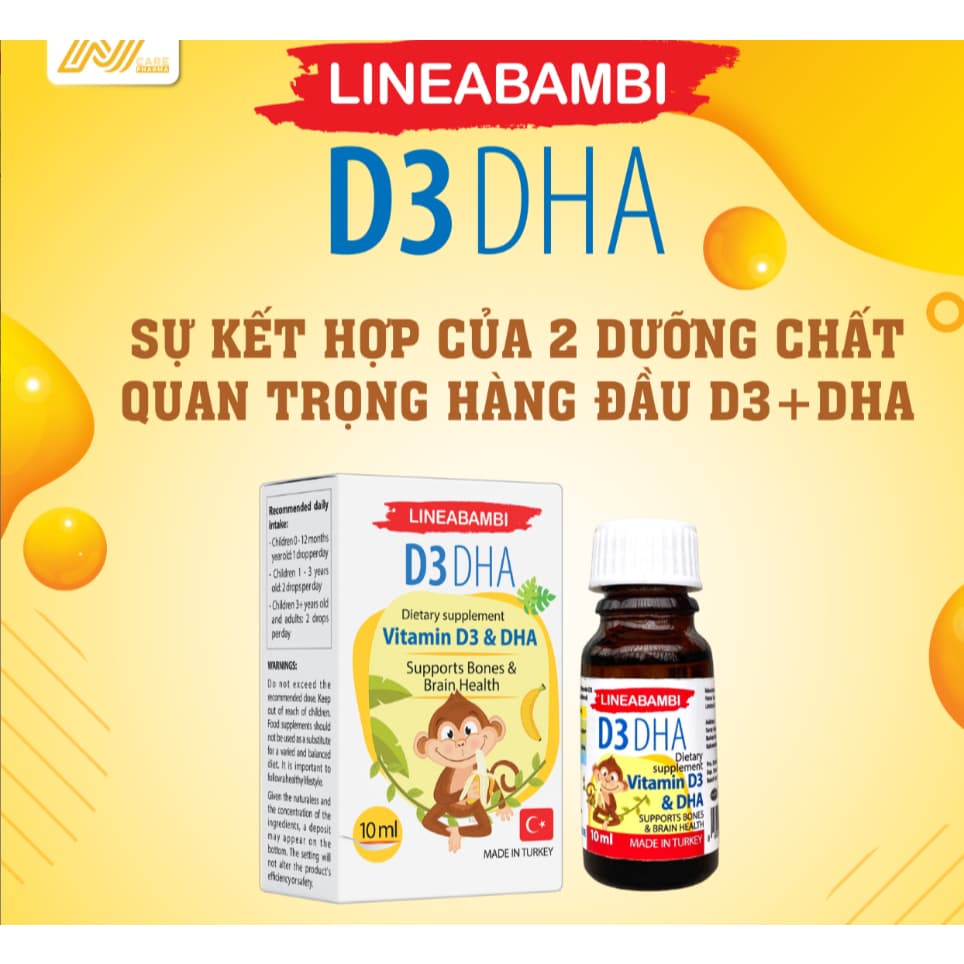 LineaBambi D3DHA (lọ 10ml), Bổ sung Vitamin D3&DHA, Hỗ trợ xương răng, phát triển trí não cho trẻ> BUN BUN SHOP 20
