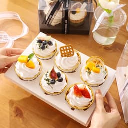 [ Set 5 ] Hộp Cupcake nhiều lỗ đựng Bánh, Hũ Yến. (Không kèm dây Ruy Băng). 4
