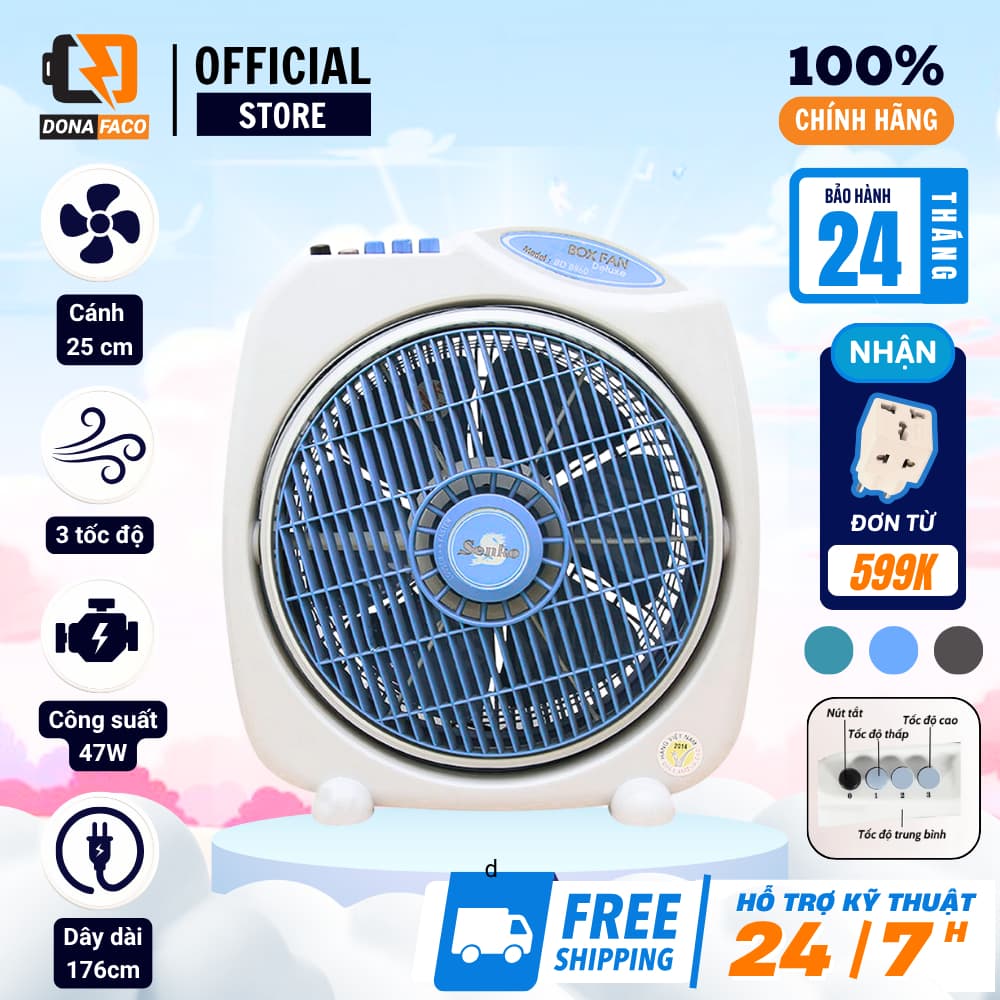 Quạt hộp Senko BD1012 40W để bàn học bàn làm việc, phòng ngủ 3 cấp gió mạnh bảo hành 24 tháng