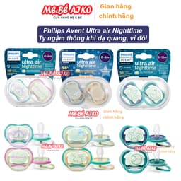 [Hộp 2 Núm] Núm Ti Ngậm Dạ Quang, Núm Ty Ngậm Ultra Air Night Ban Đêm Phlips Avent Cho Bé Từ Sơ Sinh Đến 18 tháng 1