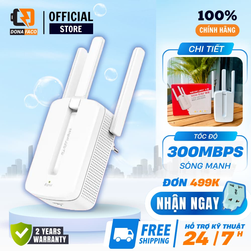 Bộ kích sóng WiFi 3 Râu Mercusys 300Mbps MW300RE, thiết bị tăng khả năng phát sóng wifi cao cấp