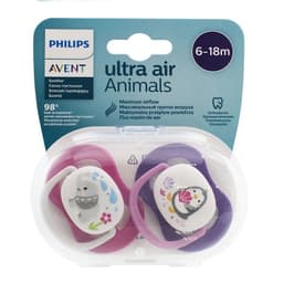 Ty ngậm, Ti Giả Avent Ultra Air Cho Bé Từ 0-6M Và 6-18M thông khí Philips Avent Animals dòng Lime 5