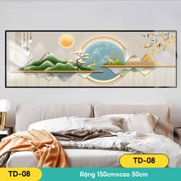 Tranh dán tường 3d decor phòng ngủ, phòng khách, đầu giường, Orange dán cả tấm 8