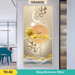 Tranh dán tường 3d decor phòng ngủ, phòng khách, đầu giường, Orange dán cả tấm 5