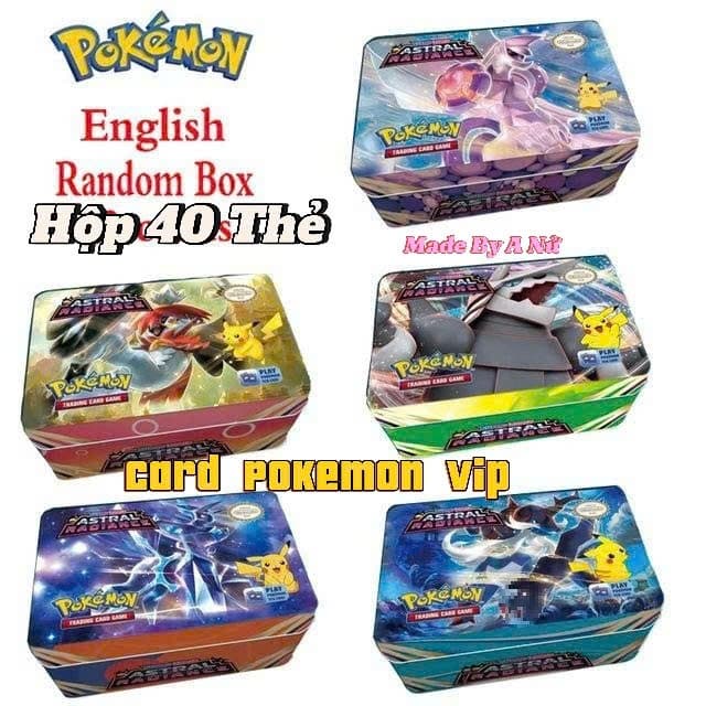 Hộp 40 Thẻ Pokémon(Mỗi Hộp Kèm 1 Thẻ Vip) Card Pokemon Chất Lượng Giấy Xịn