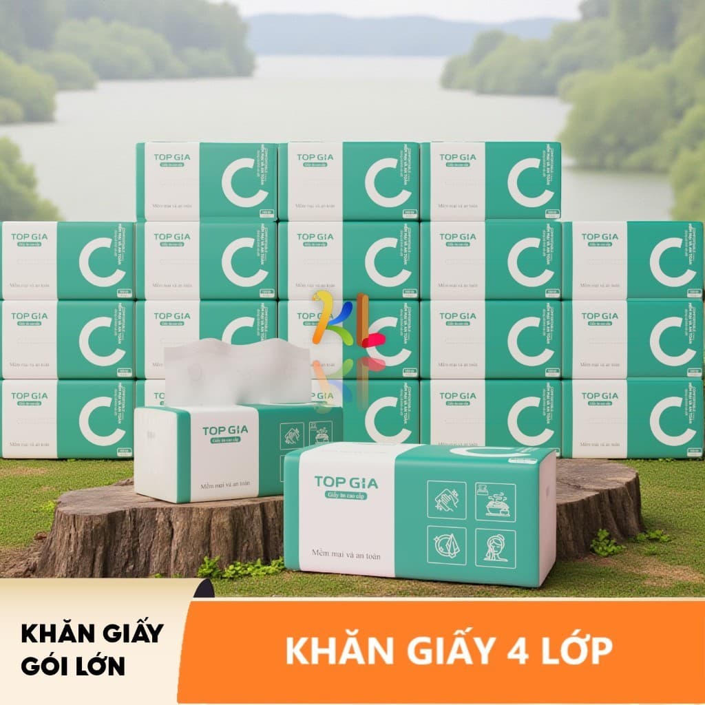 Thùng 20 Gói Giấy Rút Top Gia Chữ C, 100 Rút 4 Lớp Siêu Dai, Không Bị Bụi Giấy Chất Lượng Cao