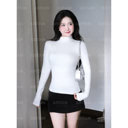 Áo Thun Nữ Ôm Body Tay Dài, Cổ Cao 5 Phân JUSTDUN 506 - Chất Cotton Mịn Cao Cấp,Co Giãn 4 Chiều 8