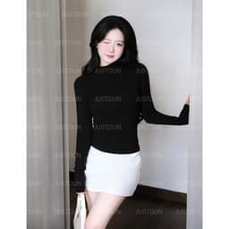 Áo Thun Nữ Ôm Body Tay Dài, Cổ Cao 5 Phân JUSTDUN 506 - Chất Cotton Mịn Cao Cấp,Co Giãn 4 Chiều 7