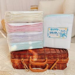 Set 10 khăn sữa 100% cotton Bunny tự nhiên an toàn cho bé 4