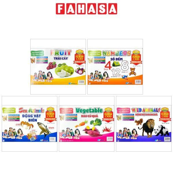 Sách FlashCard Tiếng Anh - Trái Cây, Rau củ, Cờ các nước, Động vật, Chữ Cái, Chim, Số đếm - Montessori Glenn Doman
