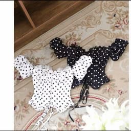 ÁO CHẤM BI TAY BỒNG CÚP NGỰC ĐAN DÂY 2 MÀU SIU HOT anan clothing 7