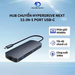 Cổng chuyển Hyperdrive next 11in1 chuyển cổng USB-C sang HDMI USB-A Micro SD 3.5mm 1