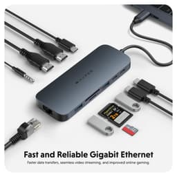 Cổng chuyển Hyperdrive next 11in1 chuyển cổng USB-C sang HDMI USB-A Micro SD 3.5mm 3