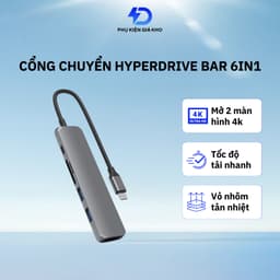 Cổng chuyển Hyperdrive bar 6in1 Usb-C cho máy tính laptop 1