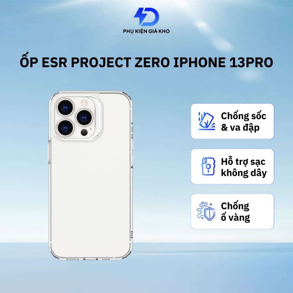 Ốp ESR project Zero trong suốt chống ố vàngcho iphone 13pro Clear