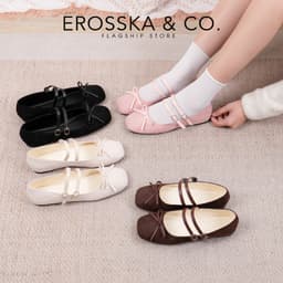 Erosska - Giày búp bê chấm bi kiểu dáng balletcore hottrend màu đen chấm bi - EL086 2