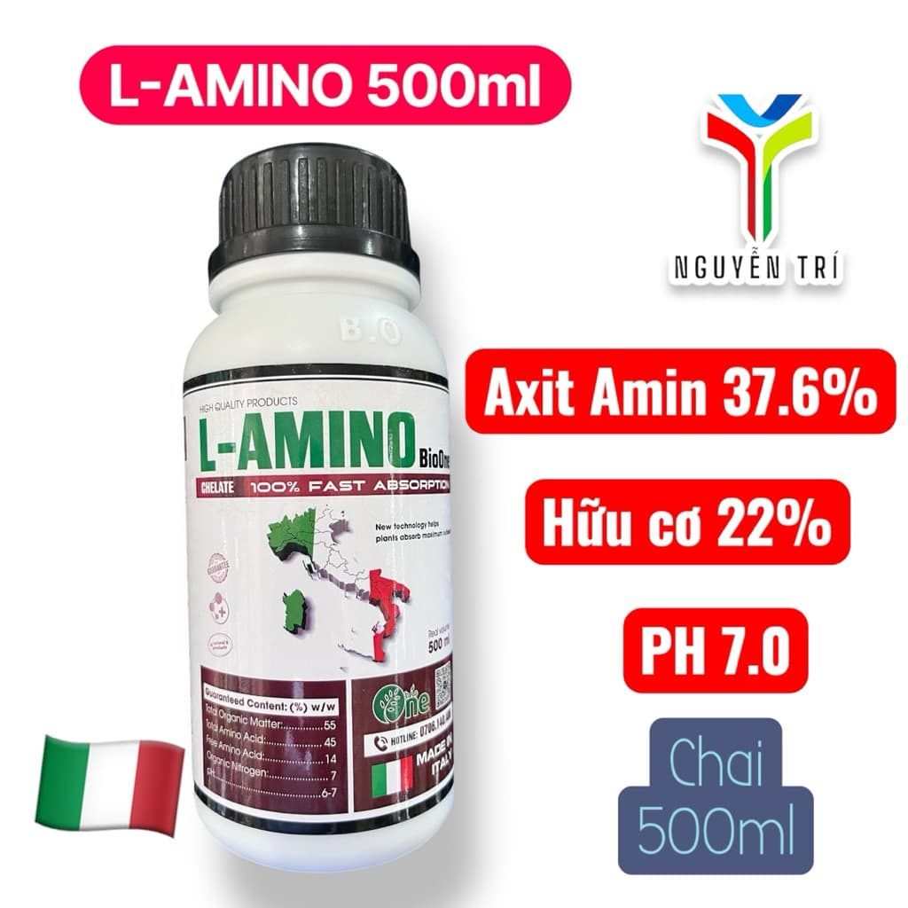 Phân bón lá hữu cơ AMINOLOM 40 (L-AMINO) BioOne Ý 500ml - Phục hồi cây, bung đọt, dưỡng trái, chống stress