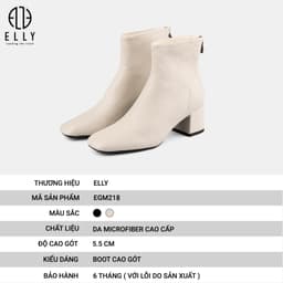 [Tặng hộp 20.10] Boot cao gót nữ ELLY EGM218 da microfiber gót 5.5cm thanh lịch cao cấp 3