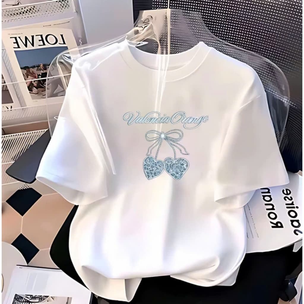 Áo thun in hình trái tim nhỏ BOONE unisex nam nữ, chất cotton 100%