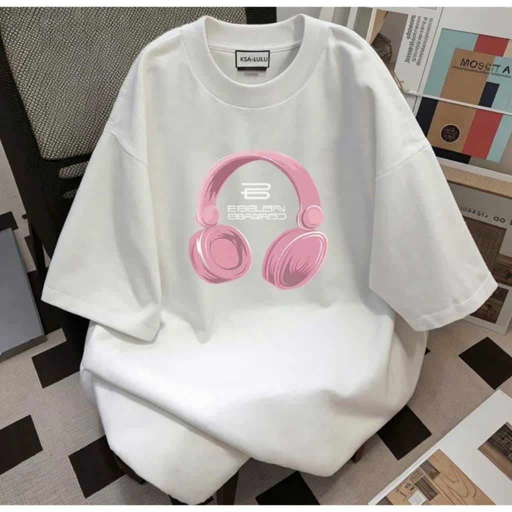 Áo thun Unisex Nam Nữ in hình TAI NGHE HỒNG, chất cotton 100% - BOONE - BNE00248