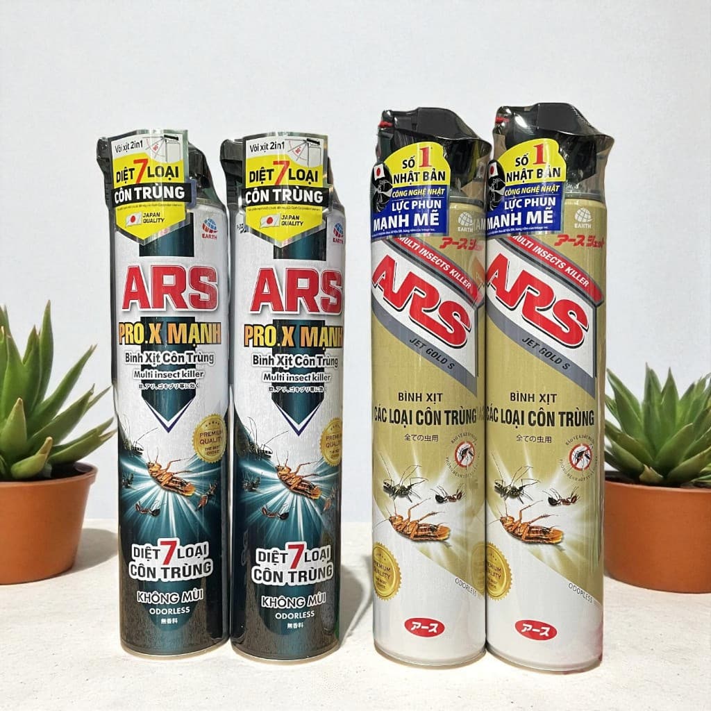 Combo 2 Bình Xịt Côn Trùng ARS Hương Không Mùi Và Không Mùi ProX Công Nghệ Nhật Bản 600ml
