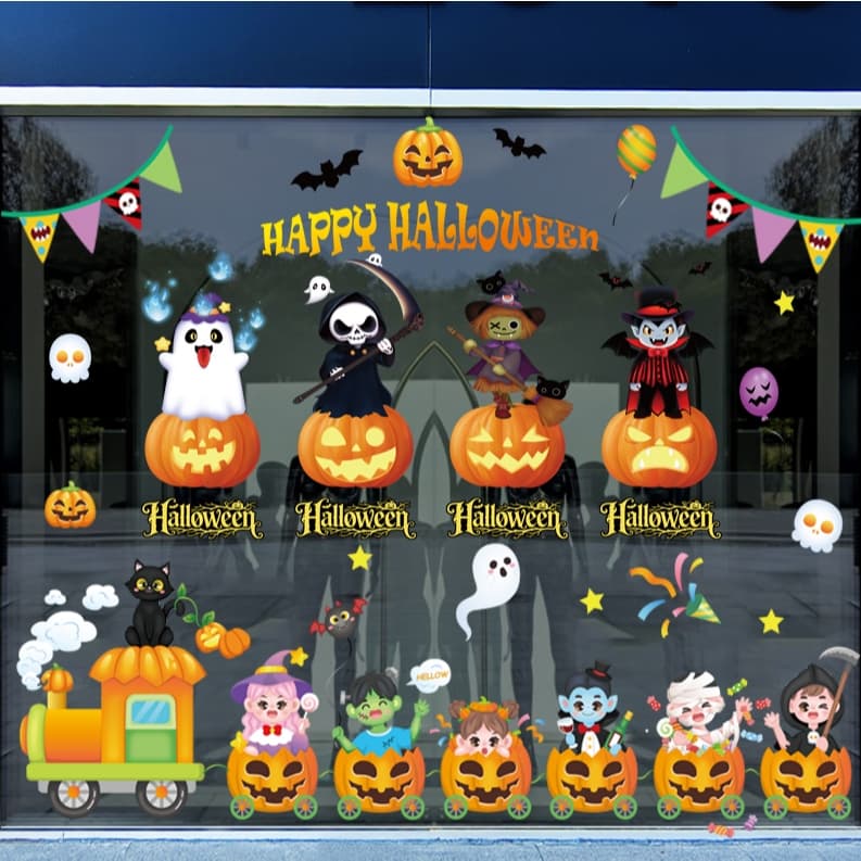 Decal HALLOWEEN - Hít tĩnh điện -Tổng hợp combo trang trí Halloween dán cửa kính lớn