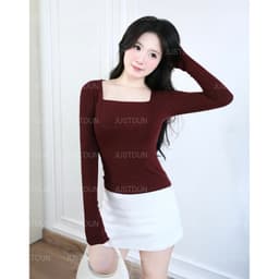 Áo Thun Nữ Dài Tay Ôm Body JUSTDUN 10B - Cổ Vuông, Cotton Mịn Cao Cấp, Ôm Body, Mềm Mại, Co Giãn 5