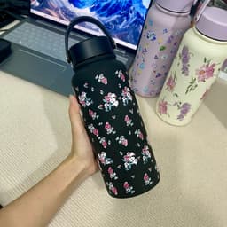 Bình Giữ Nhiệt Hoa Vintage Dung Tích Lớn 1000ML Inox 304, Có Quai Xách Tiện Lợi. Bình giữ nhiệt đi học , đi làm 2
