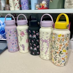 Bình Giữ Nhiệt Hoa Vintage Dung Tích Lớn 1000ML Inox 304, Có Quai Xách Tiện Lợi. Bình giữ nhiệt đi học , đi làm 4