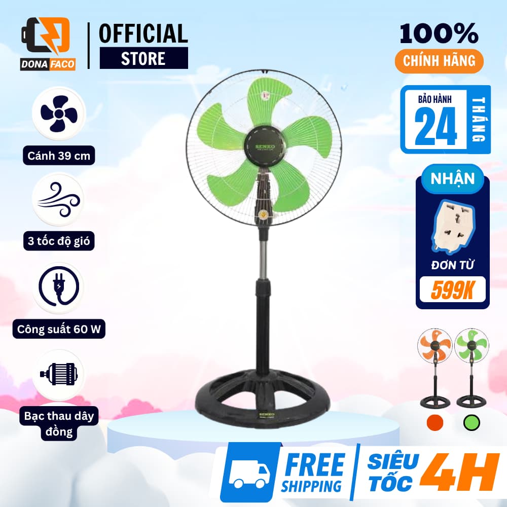 Quạt lửng lỡ Senko LTS1632 công suất 80W, quạt đứng gió mạnh lồng inox 7 cánh bảo hành 2 năm