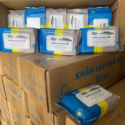 Thùng 10 gói khăn ướt Lau bếp đa năng 1 gói 80 miếng Siêu tiết kiệm AMIZIN 9