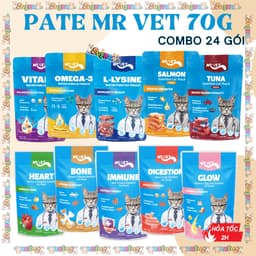 (COMBO 24 GÓI) Pate Mr.Vet 70gram Dành cho mèo mọi lứa tuổi - Bổ sung Omega-3, Vitamins, L-Lysine,.. 1