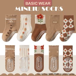 Set 5 Đôi Tất Cổ Cao Chống Trơn Cho Bé Trai Bé Gái 1-12 Tuổi, Tất Cổ Cao Chống Trơn Trượt Cho Bé 6