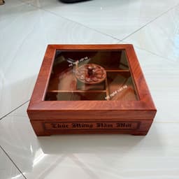 Khay Đựng Bánh Kẹo Ngày Tết bằng Gỗ Hương Cao Cấp Lục Giac Kính - khay đựng mứt tết bằng gỗ - ẢNH THỰC TẾ 7