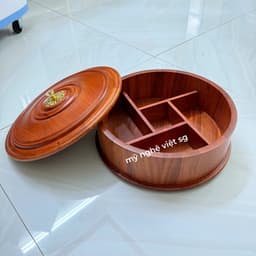 Khay Đựng Bánh Kẹo Ngày Tết bằng Gỗ Hương Cao Cấp Lục Giac Kính - khay đựng mứt tết bằng gỗ - ẢNH THỰC TẾ 5