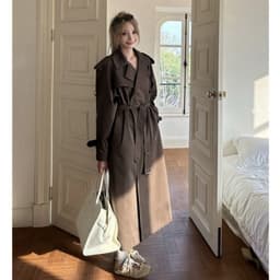 (Hàng QC) Áo Khoác Măng Tô Nữ Kaki QC Dáng Dài Nâu Vintage Dễ Phối Đồ Phong Cach Hàn Quốc 7