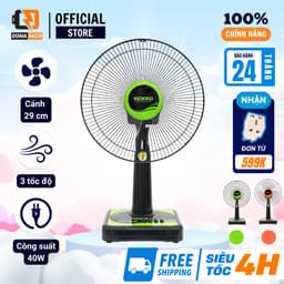 Quạt để bàn Senko B1210 công suất 40W màu đen 3 cánh gió mạnh bảo hành 24 tháng 1