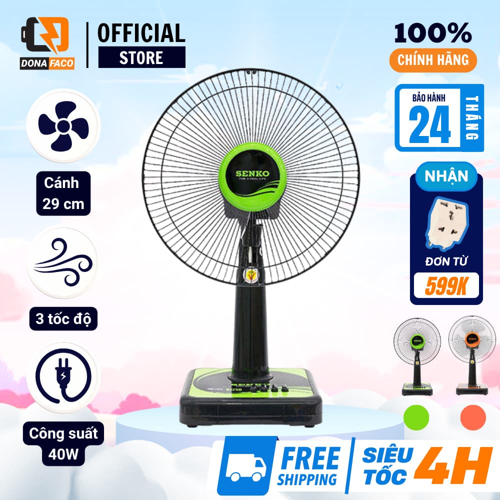 Quạt để bàn Senko B1210 công suất 40W màu đen 3 cánh gió mạnh bảo hành 24 tháng