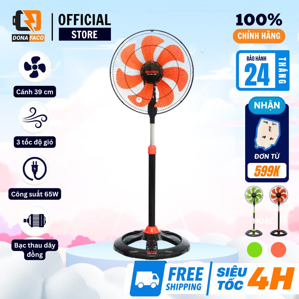 Quạt đứng thân sắt SENKO DTS1607/DTS1601 quạt cây 65W 3 cấp gió mạnh bảo hành chính hãng 24 tháng