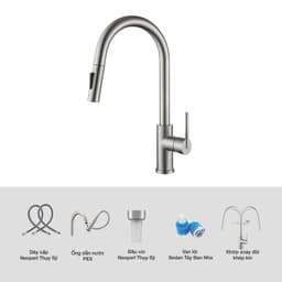 Vòi rửa bát Kluger KLF0030S NOVA Series  | Vòi dây rút 2 đường nước Nóng - Lạnh 5